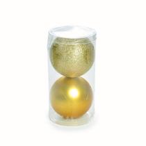 Bola De Natal P/ Árvore C/ 2 Pçs 10Cm Dourado