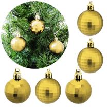 Bola de Natal Pequena Dourada Facetada 4cm Kit 12 Unidades