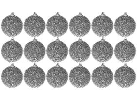 Bola de Natal Prata com Glitter NATAL046M - Casambiente 6cm 18 Unidades