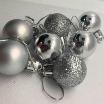 Bola de natal prata pequena 3 cm 7 peças