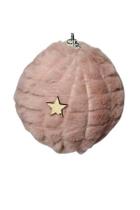 Bola De Natal Rosa Decorada Estrela Pelúcia 10 Cm 3 Unidades