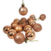 Bola De Natal Rose Gold Mix 4Cm Para Árvore Kit 16Pc