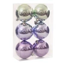 Bola de Natal Tons Pastel Candy Shiny 6 Peças 8cm Enfeite