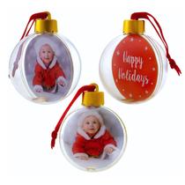 Bola De Natal Transparente De 8cm Para Fotos Com Iluminação