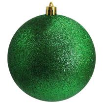 Bola de Natal verde com glitter 10 cm 2 unidades