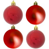 Bola de Natal Vermelha Kit Mista 6cm - 9 Unidades