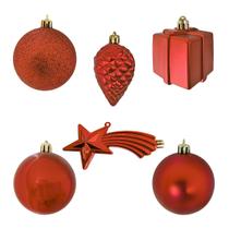 Bola de Natal Vermelha Kit Misto 4cm - 26 Unidades