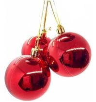 Bola De Natal Vermelha Lisa Perolada C/12 Bolas 4 Cm - Mega Variedade