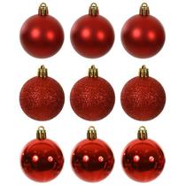 Bola de Natal vermelha textura mista 6 cm 9 unidades Bola de Natal vermelha textura mista 6 cm 9 unidades