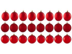 Bola de Natal Vermelho 3cm 24 Unidades Cromus