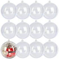 Bola de ornamento preenchível LYLYFAN, plástico transparente, 80 mm, pacote com 12 Bola de ornamento preenchível LYLYFAN, plástico transparente, 80 mm, pacote com 12