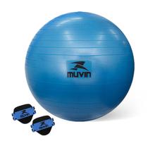 Bola de Pilates 55 cm Muvin Com Bomba Antiestouro Suporta até 300kg Ginástica Yoga Fitness + Luva EVA