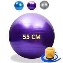 Bola De Pilates Suiça 55cm Abdominal Fisioterapia Com Bomba