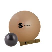 Bola de Pilates (Suíça) 55cm - Premium/300kg + Mini Band Extra Forte +  Bola Yoga Overball 25 cm - S\PRO