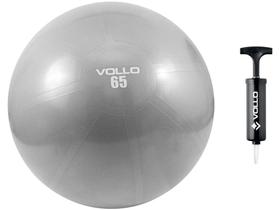 Bola de Pilates Suíça 65cm com Bomba de Ar - Vollo Sports VP1035 Cinza