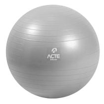 Bola de pilates yoga ginastica suiça gym ball com bomba de ar, tamanho 55cm cinza - acte sports