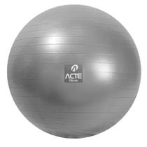 Bola de pilates yoga ginastica suiça gym ball com bomba de ar, tamanho 75cm cinza - acte sports