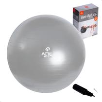 Bola de Pilates Yoga Treino Funciona 55cm PVC Resistente c/Sistema Anti-Estouro Bomba de Ar Suportando 250kg Cinza Acte Bola de Pilates Yoga Treino Funciona 55cm PVC Resistente c/Sistema Anti-Estouro Bomba de Ar Suportando 250kg Cinza Acte