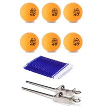 Bola de Ping Pong Kit C/6 Bolas 3 Estrelas Vollo + Rede C/Par de Suporte