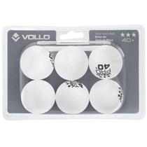 Bola de Tênis de Mesa Vollo 3 Estrelas com 06 Unidades Branca