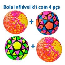 Bola De Vinil Inflável Kit com 4 Infantil Colorida Plástico