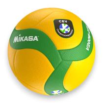 Bola de Vôlei Mikasa Profissional Liga Europeia V200W-CEV Original FIVB Amarela e Verde