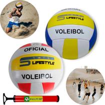 Bola de Volei Para Quadra Praia Voleibol Areia + Bomba de Ar Manual