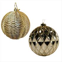 Bola Decoração Árvore Natal Luxuosa Dourada Mix 12cm