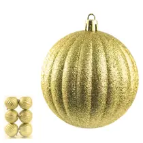 Bola Decorada Dourado 8cm 6un Florarte