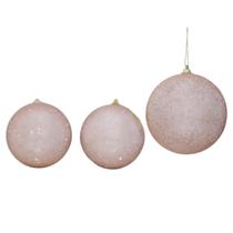 Bola Decorada Luxuosa Rosa Chá Natalina 8cm c/3 Bola Decorada Luxuosa Rosa Chá Natalina 8cm c/3