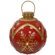 Bola decorativa grande vermelha e dourada c/ led - 40x44cm Bola decorativa grande vermelha e dourada c/ led - 40x44cm