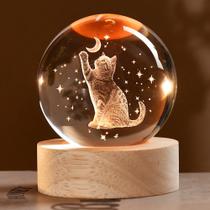 Bola decorativa ZRENJHUS Cat 3D Cat Lâmpada de cristal 60mm para mulheres Bola decorativa ZRENJHUS Cat 3D Cat Lâmpada de cristal 60mm para mulheres
