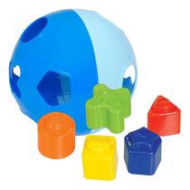 Bola Didática Azul Encaixar Formas Geométricas Educativa Bebê Menino Presente 1 ano
