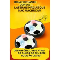 Bola Disco Futebol Flutuante Deslizante Com Luz Ñ Danifica Movéis 14cm Brinquedo Infantil Divertido