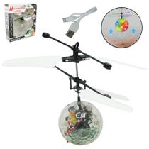 Bola drone com sensor de aproximacao recarregavel usb + luz colors na caixa