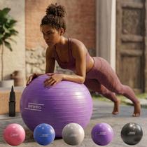 Bola Emborrachada Yoga Pilates Atividades Exercícios Gestação com Bomba Grande 55cm Antiderrapante