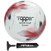 Bola Futebol de Campo Topper Slick Cup Oficial + Bomba de Ar