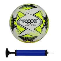 Bola Futebol Society Topper 22 + Bomba de Ar - Amarelo