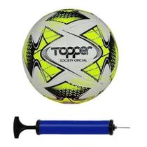 Bola Futebol Society Topper 22 + Bomba de Ar - Amarelo Bola Futebol Society Topper 22 + Bomba de Ar - Amarelo