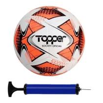 Bola Futebol Society Topper 22 + Bomba de Ar - Vermelho