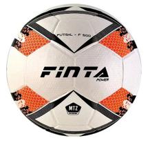 Bola Futsal Finta Power F500 Matrizada Sem Costura - Branco+Laranja