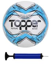 Bola Futsal Topper Slick Azul + Bomba De Ar