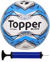 Bola Futsal Topper Slick Azul + Bomba de Ar