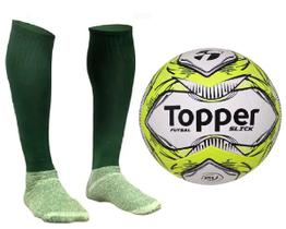 Bola Futsal Topper Slick Ii Am + Meião Esportivo Vd - Tam 38-42