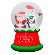 Bola Globo De Neve Papai Noel Gigante Inflável 1,50M Com Luz Decoração Loja Jardim