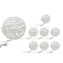 Bola iluminada emaranhada 80leds branco quente 127v transparente 30cm kit8