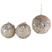 Bola Luxuosa Rose com Pedraria Enfeite Natal 10cm c/3 Bola Luxuosa Rose com Pedraria Enfeite Natal 10cm c/3