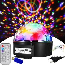 Bola Maluca LED Cristal RGB Bluetooth USB SD Festas Iluminação LK306B