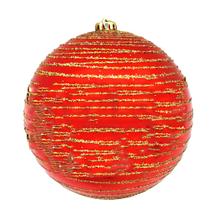 Bola Natal 20cm Com Glitter Gigante Vermelha Enfeite Pendente Árvore