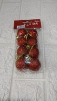 BOLA NATAL COM GLITTER C / 8 UND (VERMELHO ) 3 cm